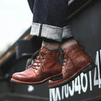 “ALTHORA™ Vintage Valor Boots — brown handcrafted leather lace-up boots with classic design and durable sole.”