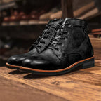 “ALTHORA™ Vintage Valor Boots — brown handcrafted leather lace-up boots with classic design and durable sole.”