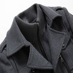 ALTHORA™ Royal Heritage Coat — brown wool-blend long coat with inner zip collar and button details.