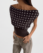 ALTHORA™ | Polka Dot Off-Shoulder Rib Top